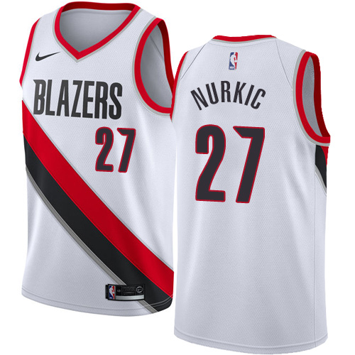 Portland Trail Blazers #27 Jusuf Nurkic White Swingman Association Edition Jersey Mens