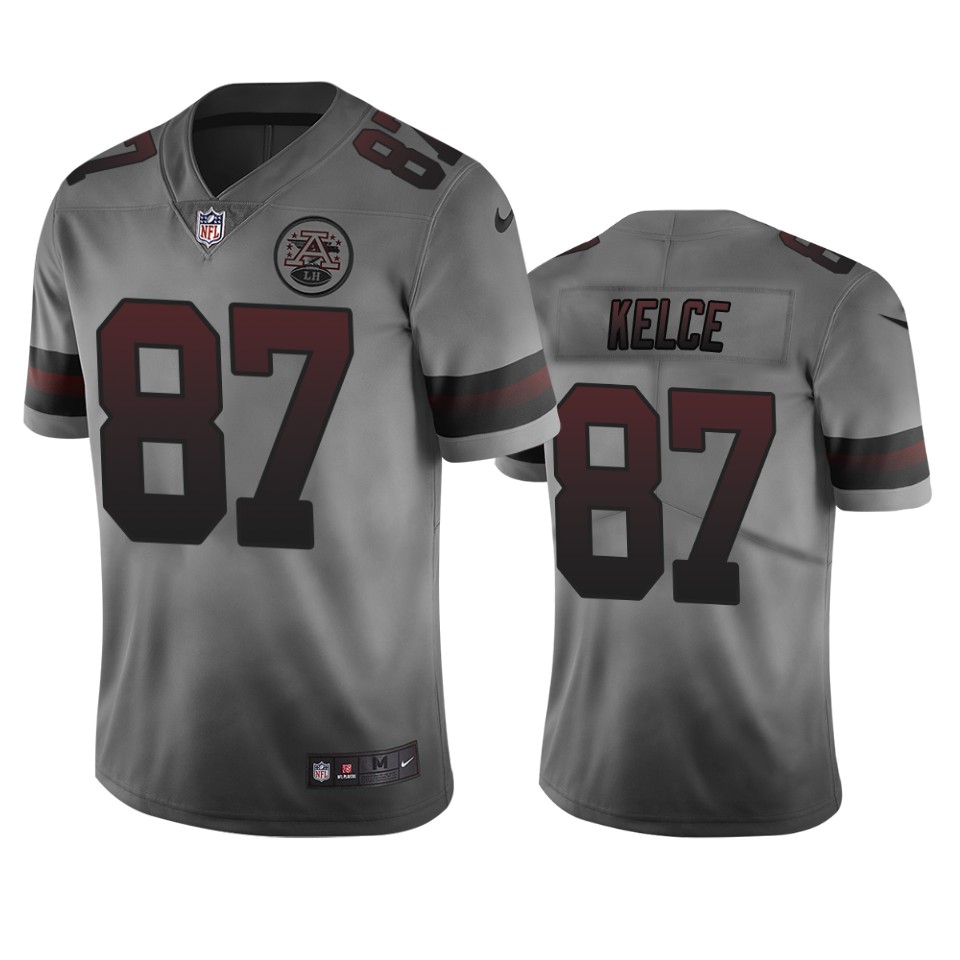 Kansas City Chiefs #87 Travis Kelce Smoky Men's Vapor Limited City Edition Jersey