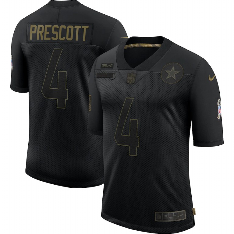 Dallas Cowboys #4 Dak Prescott 2020 Salute To Service Limited Jersey Black