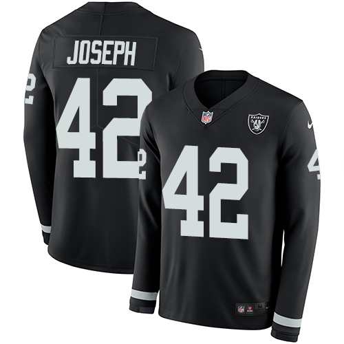 Las Vegas Raiders #42 Karl Joseph Black Team Color Men's Stitched Limited Therma Long Sleeve Jersey Men's