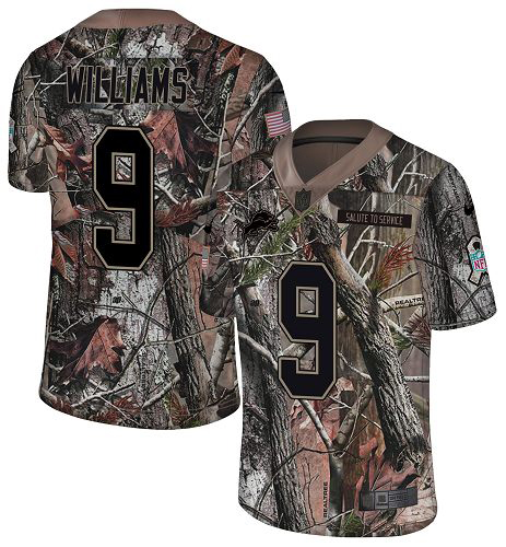 Lions #9 Jameson Williams Camo Men's Stitched Limited Rush Realtree Jersey