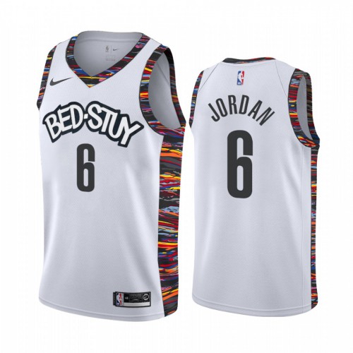 Brooklyn Nets #6 Deandre Jordan Mens 2019-20 White BED-STUY City Edition Stitched Jersey Mens