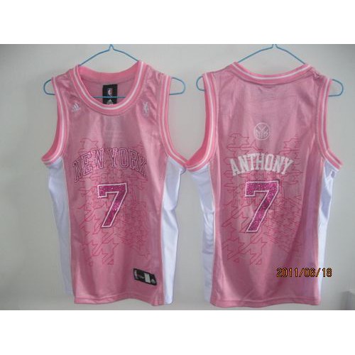 New York Knicks #7 Carmelo Anthony Pink Fashion Womens Stitched Jersey Womens