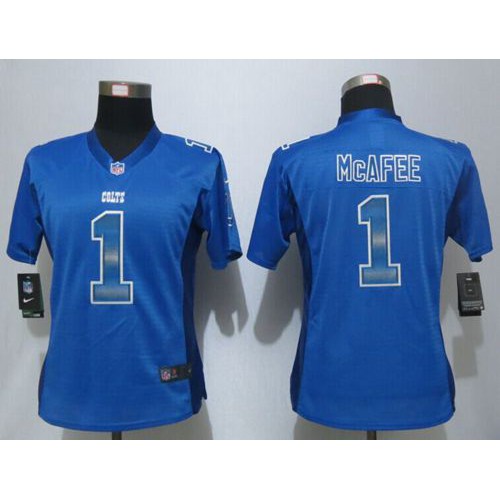 Indianapolis Colts #1 Pat McAfee Royal Blue Team Color Women's Stitched Elite Strobe Jersey Womens