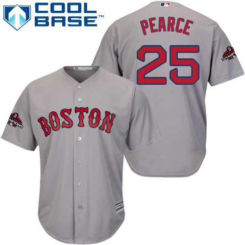 Boston Red Sox #25 Steve Pearce Grey Cool Base 2018 World Series Champions Stitched Youth Jersey Youth