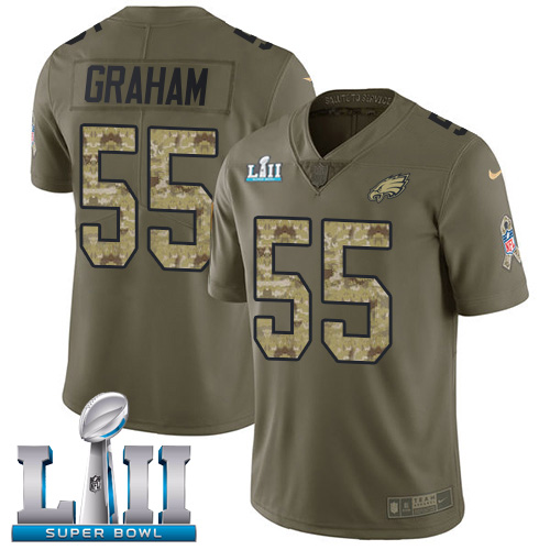 Eagles #55 Brandon Graham Olive/Camo Super Bowl LII Men's Stitched Limited 2017 Salute To Service Jersey