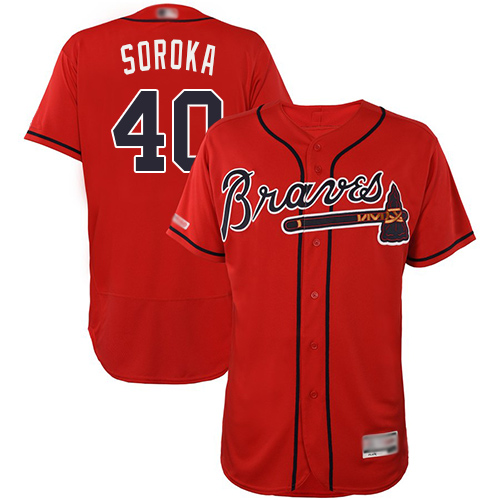 Atlanta Braves #40 Mike Soroka Red Flexbase Authentic Collection Stitched Jersey Men's