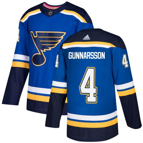 Adidas St. Louis Blues #4 Carl Gunnarsson Blue Home Authentic Stitched Jersey Men's