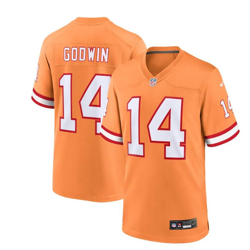 Tampa Bay Buccaneers #14 Chris Godwin Orange Throwback Game Jersey  Stitched American Football Jerseys
