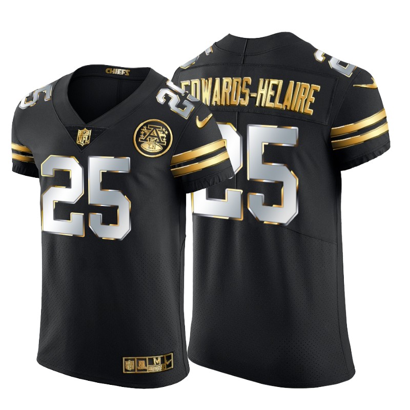 Kansas City Chiefs #25 Clyde Edwards-Helaire Men's Black Edition Vapor Untouchable Elite Jersey