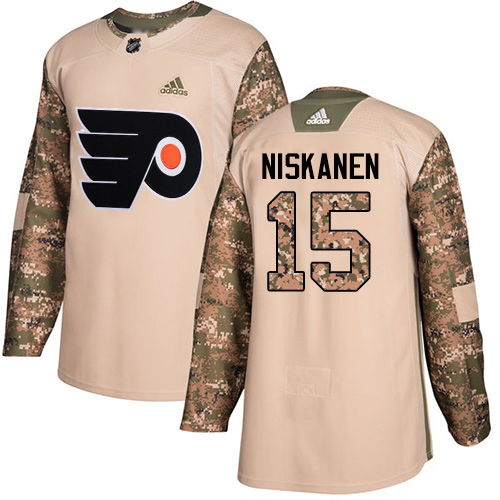 Adidas Philadelphia Flyers #15 Matt Niskanen Camo Authentic 2017 Veterans Day Stitched Jersey Men's