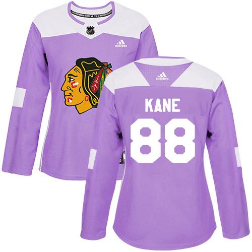 Adidas Chicago Blackhawks #88 Patrick Kane Purple Authentic Fights Cancer Women's Stitched Jersey Womens
