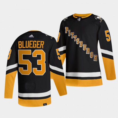 Adidas Pittsburgh Penguins #53 Teddy Blueger Men's 2021-22 Alternate Authentic Jersey - Black Men's