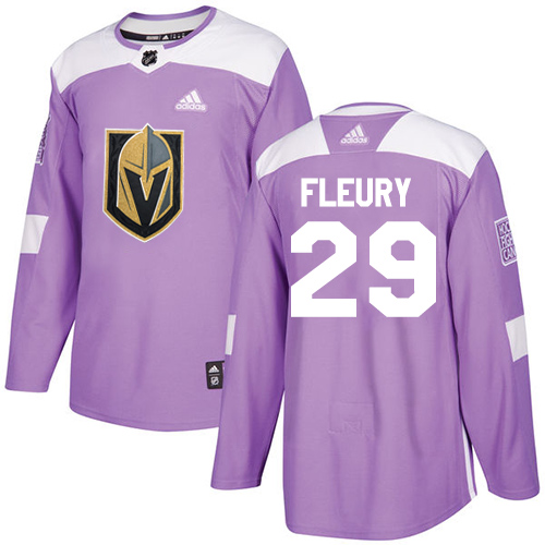 Adidas Golden Vegas Golden Knights #29 Marc-Andre Fleury Purple Authentic Fights Cancer Stitched Youth Jersey Youth