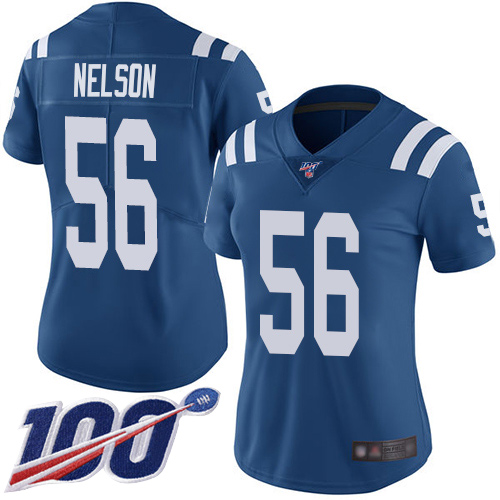 Colts #56 Quenton Nelson Royal Blue Team Color Women's Stitched 100th Season Vapor Limited Jersey