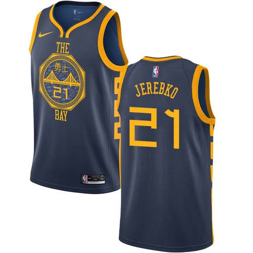 Golden State Warriors #21 Jonas Jerebko Navy Swingman City Edition 2018/19 Jersey Mens