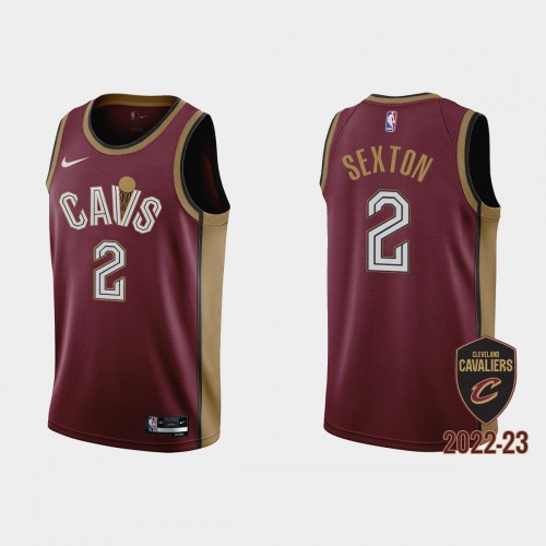 Cleveland Cavaliers #2 Collin Sexton Mens Wine 2022-23 Jersey - City Edition Mens