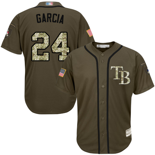 Tampa Bay Rays #24 Avisail Garcia Green Salute to Service Stitched Jersey Men's