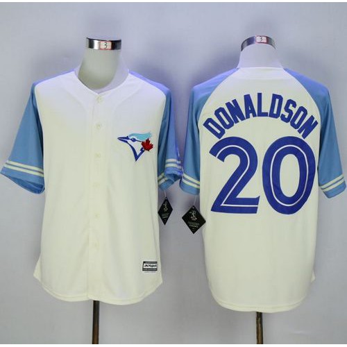 Toronto Blue Jays #20 Josh Donaldson Cream/Blue Exclusive New Cool Base Stitched Jersey Men's