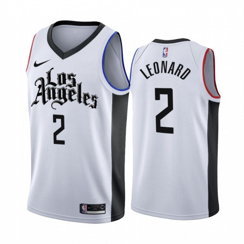 Los Angeles Clippers #2 Kawhi Leonard 2019-20 White Los Angeles City Edition Jersey Mens