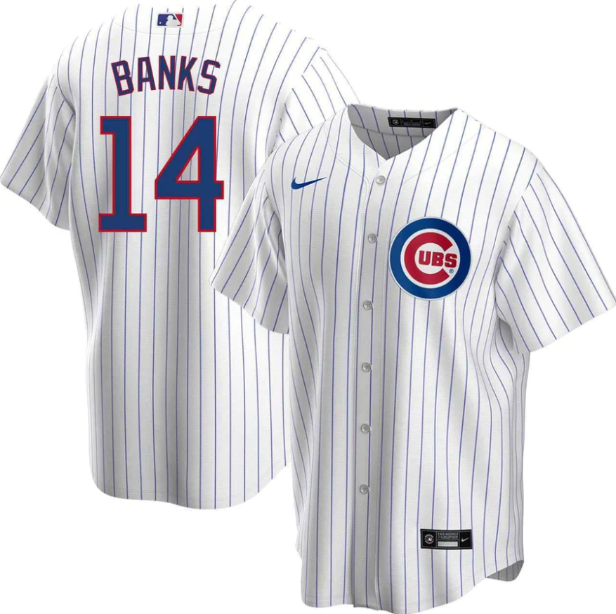 Men's Youth Women's Chicago Cubs#14 Ernie Banks White Royal Home Player Jersey
