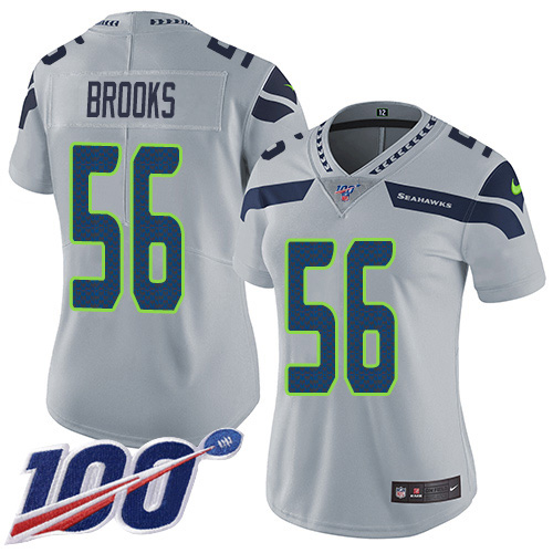 Seattle Seahawks #56 Jordyn Brooks Grey Alternate Women's Stitched 100th Season Vapor Untouchable Limited Jersey Womens