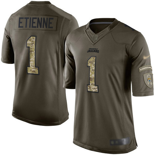 Jaguars #1 Travis Etienne Green Men's Stitched Limited 2015 Salute To Service Jersey