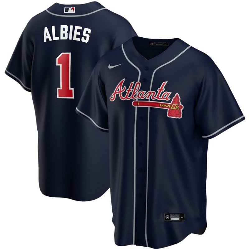Men's Youth Women's Atlanta Braves #1 Ozzie Albies Navy Alternate 2020 Jersey