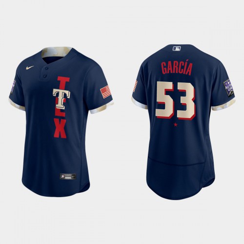 Texas Texas Rangers #53 Adolis Garcia 2021 All Star Game Authentic Navy Jersey Men's