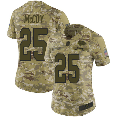 Kansas City Chiefs #25 LeSean McCoy Camo Women's Stitched Limited 2018 Salute to Service Jersey Womens