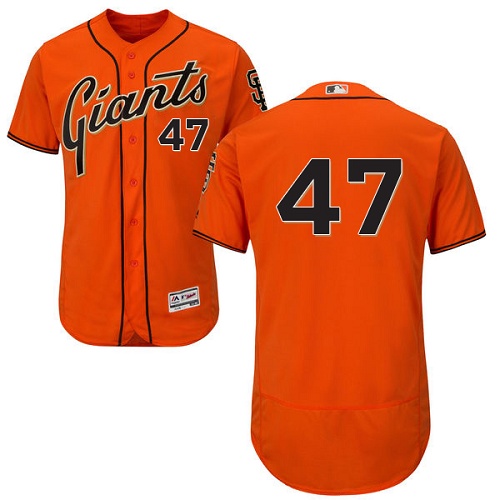 San Francisco Giants #47 Johnny Cueto Orange Flexbase Authentic Collection Stitched Jersey Men's