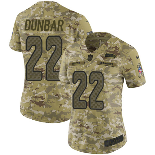 Seattle Seahawks #22 Quinton Dur Camo Women's Stitched Limited 2018 Salute To Service Jersey Womens