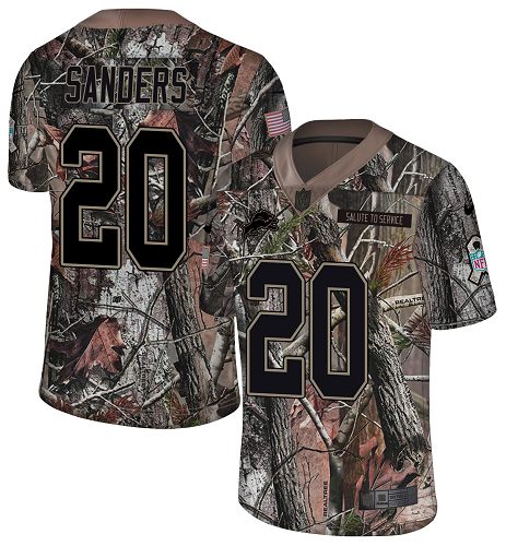 Lions #20 Barry Sanders Camo Youth Stitched Limited Rush Realtree Jersey