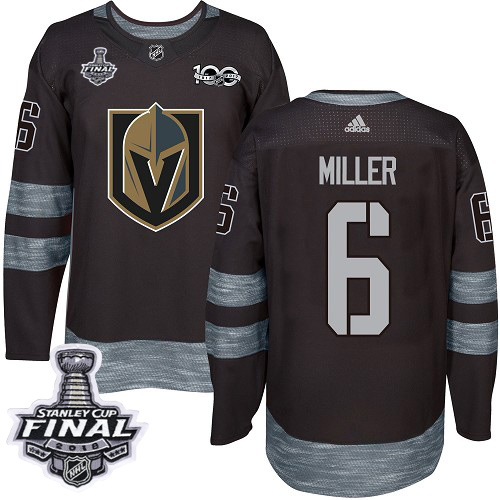 Adidas Golden Vegas Golden Knights #6 Colin Miller Black 1917-2017 100th Anniversary 2018 Stanley Cup Final Stitched Jersey Men's