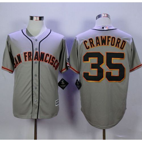 San Francisco Giants #35 Brandon Crawford Grey Road New Cool Base Stitched Jersey Men's