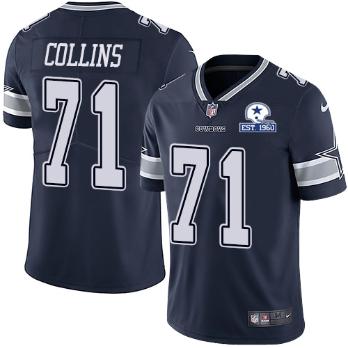 Dallas Cowboys #71 La'el Collins Navy Blue Team Color Men's Stitched With Established In 1960 Patch Vapor Untouchable Limited Jersey Men's