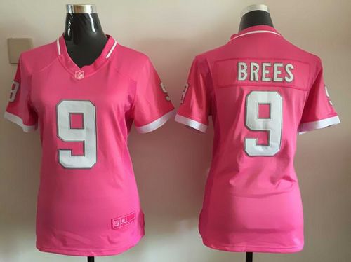 Saints #9 Drew Brees Pink Women's Stitched Elite Bubble Gum Jersey