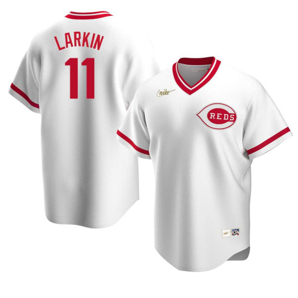 Cincinnati Reds 11 Replica Cooperstown Collection White Home Barry Larkin Jersey