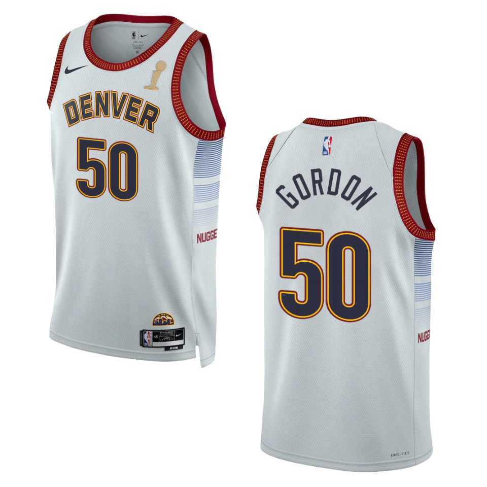 Denver Nuggets #50 Aaron Gordon Unisex Silver 2023 Finals Champions Swingman Jersey - City Edition