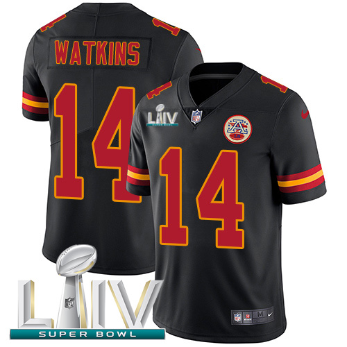 Kansas City Chiefs #14 Sammy Watkins Black Super Bowl LIV 2020 Youth Stitched Limited Rush Jersey Youth