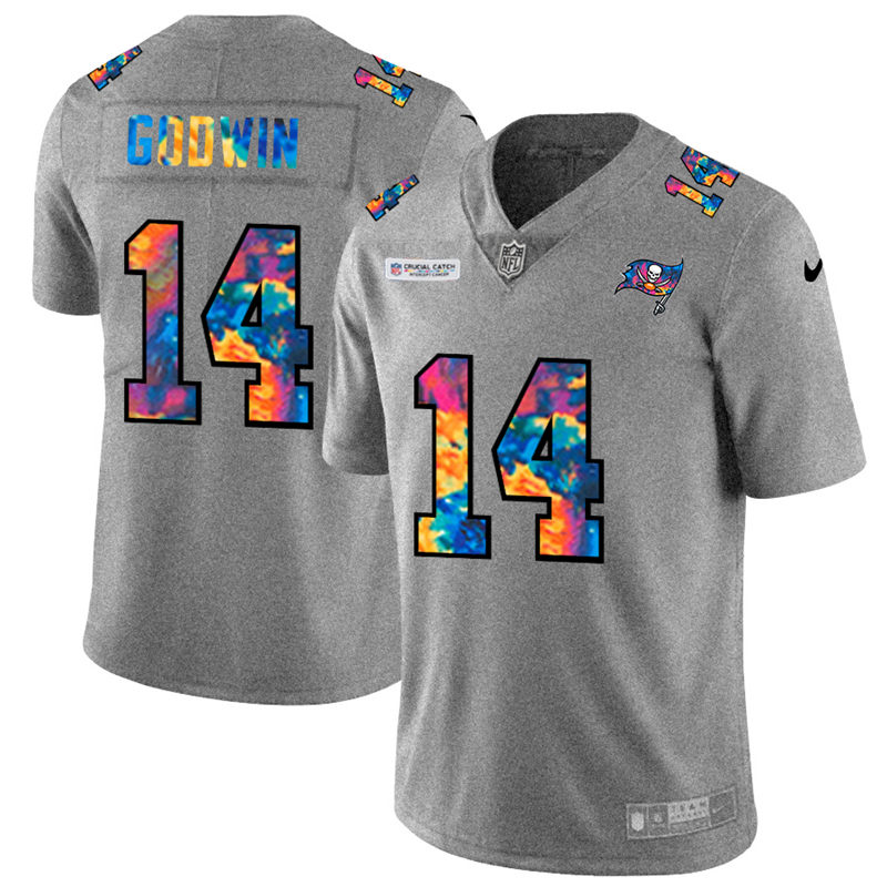 Tampa Bay Buccaneers #14 Chris Godwin Men's Multi-Color 2020 Crucial Catch Jersey Greyheather