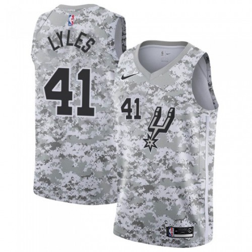 San Antonio Spurs #41 Trey Lyles White Camo Youth Swingman Earned Edition Jersey Youth