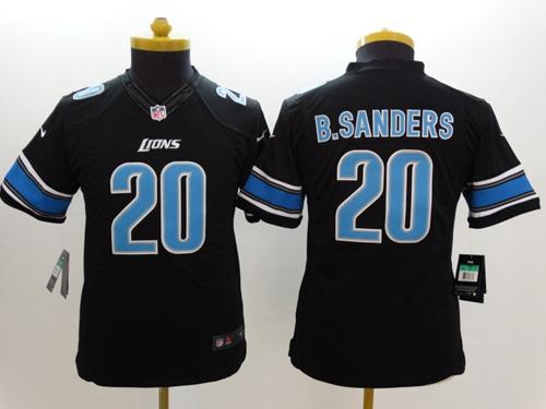 Lions #20 Barry Sanders Black Alternate Youth Stitched Limited Jersey