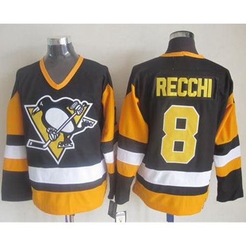 Pittsburgh Penguins #8 Mark Recchi Black CCM Throwback Stitched Jersey Men's