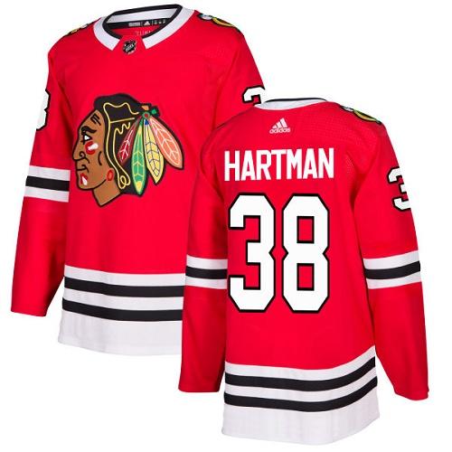 Adidas Chicago Blackhawks #38 Ryan Hartman Red Home Authentic Stitched Jersey Men's