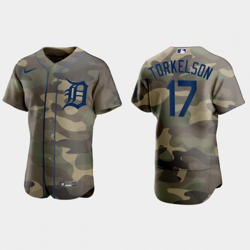 Detroit Detroit Tigers #17 Spencer Torkelson Men's 2021 Armed Forces Day Authentic Jersey -Camo Men's