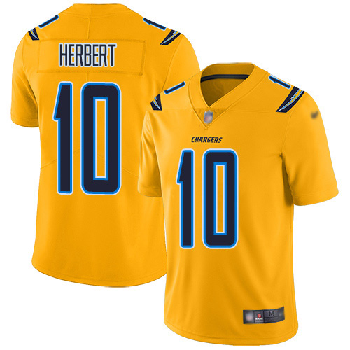 Chargers #10 Justin Herbert Gold Men's Stitched Limited Inverted Legend Jersey