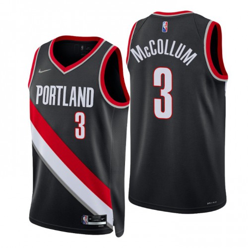 Portland Trail Blazers #3 C.J. McCollum Black Mens 2021-22 75th Anniversary Diamond Swingman Jersey - Icon Edition Mens