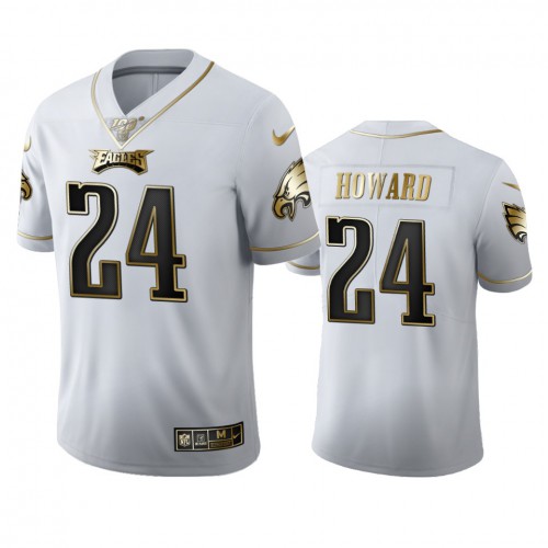 Philadelphia Philadelphia Eagles #24 Jordan Howard Men's White Golden Edition Vapor Limited 100 Jersey Men's