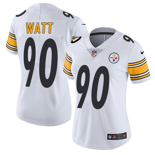 Steelers #90 T. J. Watt White Women's Stitched Vapor Untouchable Limited Jersey